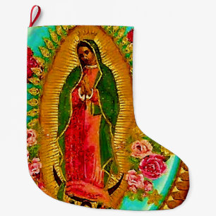 Our Lady Guadalupe Mexican Saint Virgin Mary Large Christmas Stocking