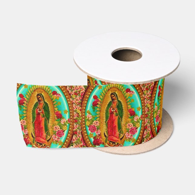 Our Lady Guadalupe Mexican Saint Virgin Mary Satin Ribbon (Spool)