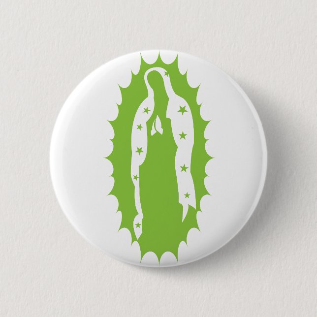 OUr Lady Guadalupe Modern lime green 2 Inch Round Button (Front)
