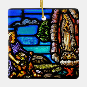 Our Lady Guadalupe Nuestra Senora Stained Glass Ceramic Ornament