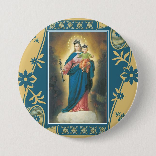 Our Lady Help of Christians with Baby Jesus 3 Inch Round Button (Front)