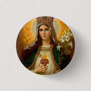 Our Lady Immaculate Heart of Mary Queen of Heaven 1 Inch Round Button