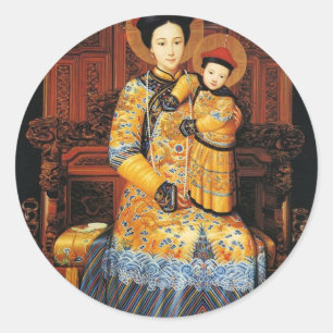 Our Lady of China (中华圣母, 中華聖母) Chi Classic Round Sticker