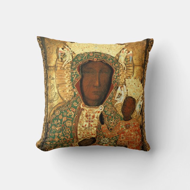 Our Lady of Czestochowa Black Madonna Poland gift Throw Pillow (Front)