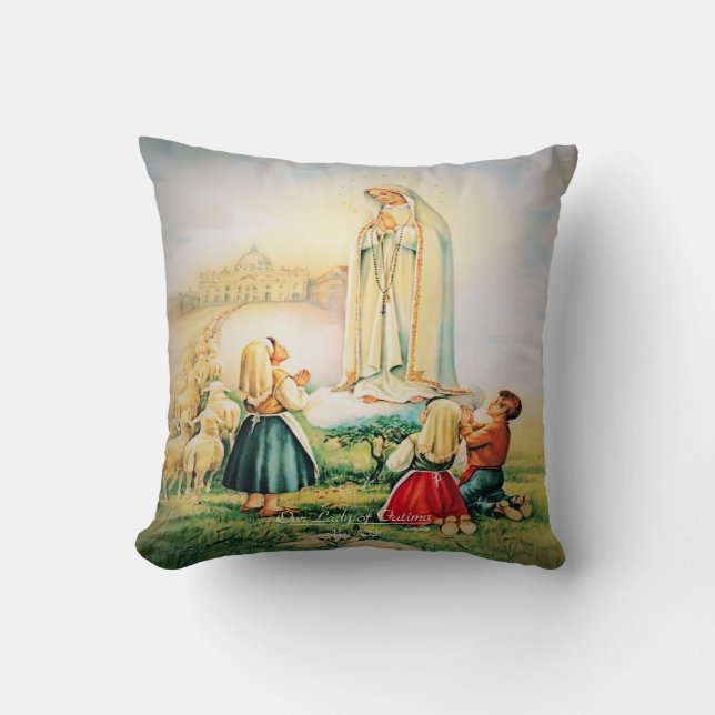 Our Lady of Fatima 1917 Throw Pillow (Front)