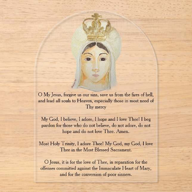 Our Lady of  Fatima Acrylic Prayer Card Acrylic Invitations (Front)