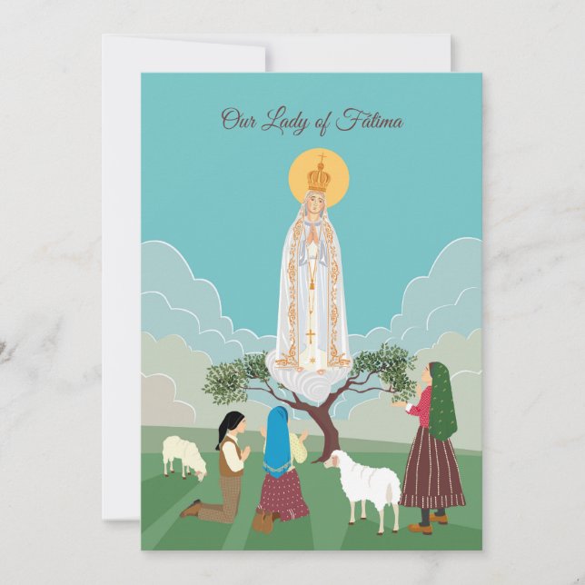 Our Lady of Fatima and the shepherds greeting card (Front)