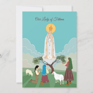 Our Lady of Fatima and the shepherds greeting card