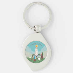 Our Lady of Fatima and the three shepherds Keychain