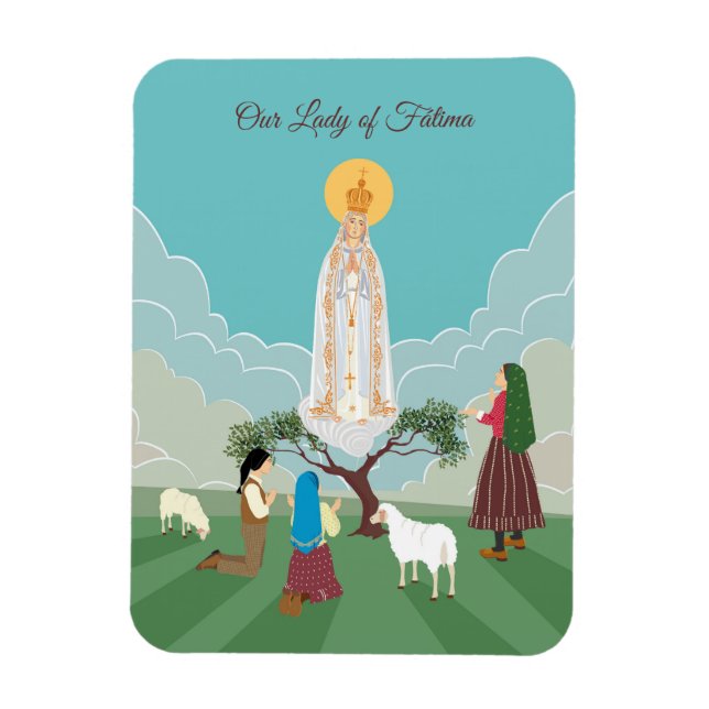 Our Lady of Fatima and the three shepherds Magnet (Vertical)