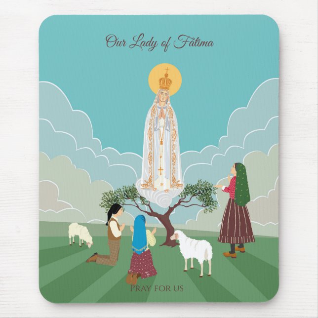 Our Lady of Fatima and the three shepherds Mouse Pad (Front)