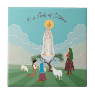 Our Lady of Fatima and the three shepherds Tile