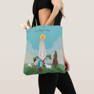 Our Lady of Fatima and the three shepherds Tote Bag