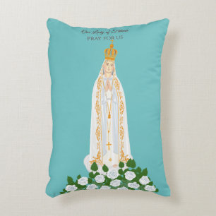 Our Lady of Fatima and white roses Accent Pillow