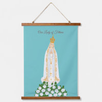Our Lady of Fatima and white roses