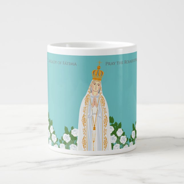 Our Lady of Fatima and white roses Large Coffee Mug (Front)