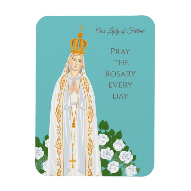 Our Lady of Fatima and white roses Magnet (Vertical)