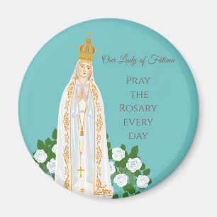 Our Lady of Fatima and white roses Magnet