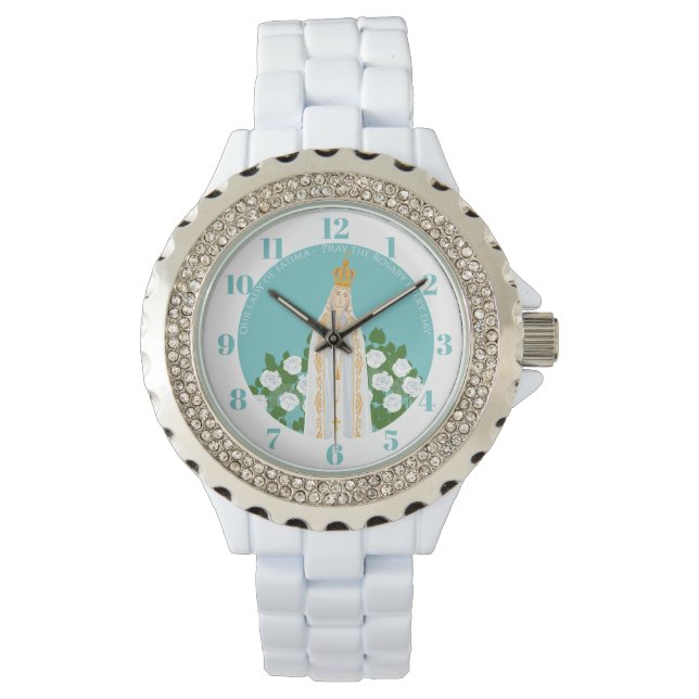 Our Lady of Fatima and white roses    Watch (Front)