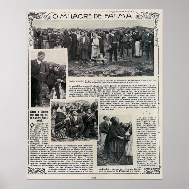 Our Lady of Fatima Miracle Newspaper Portuguese Poster (Front)