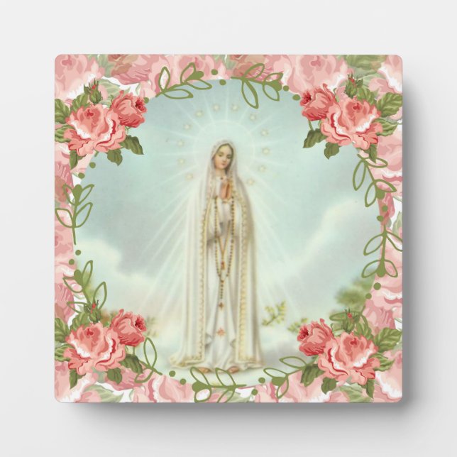 Our Lady of Fatima Pink Roses Plaque (Front)