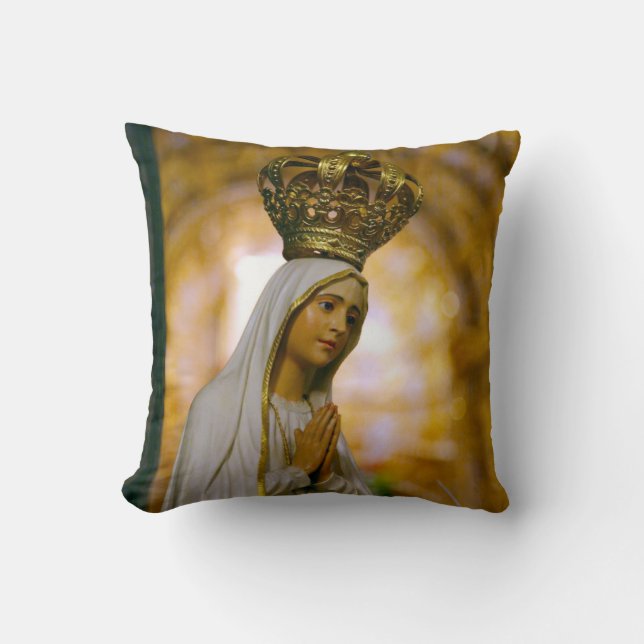 Our Lady of Fatima Throw Pillow (Front)