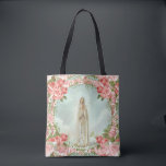 Our Lady of Fatima w/Pink Roses Tote Bag<br><div class="desc">Beautiful design of Our Lady of Fatima,  Our Lady of the Rosary surrounded by pink roses</div>