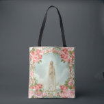 Our Lady of Fatima w/Pink Roses Tote Bag<br><div class="desc">Beautiful design of Our Lady of Fatima,  Our Lady of the Rosary surrounded by pink roses</div>