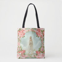 Our Lady of Fatima w/Pink Roses