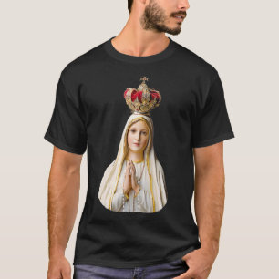 Our Lady of Fatima with Rosary (Rounded design)  T-Shirt
