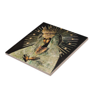 Our Lady of Gate of Dawn Lithuania Black Madonna Tile