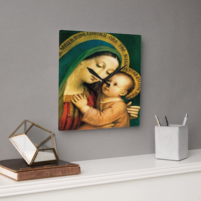 Our Lady of Good Counsel by Litany Lane Square Wall Clock (Office)