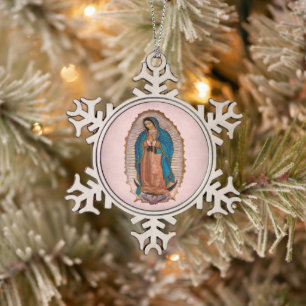 Our Lady of Guadalupe 1531 Snowflake Pewter Christmas Ornament