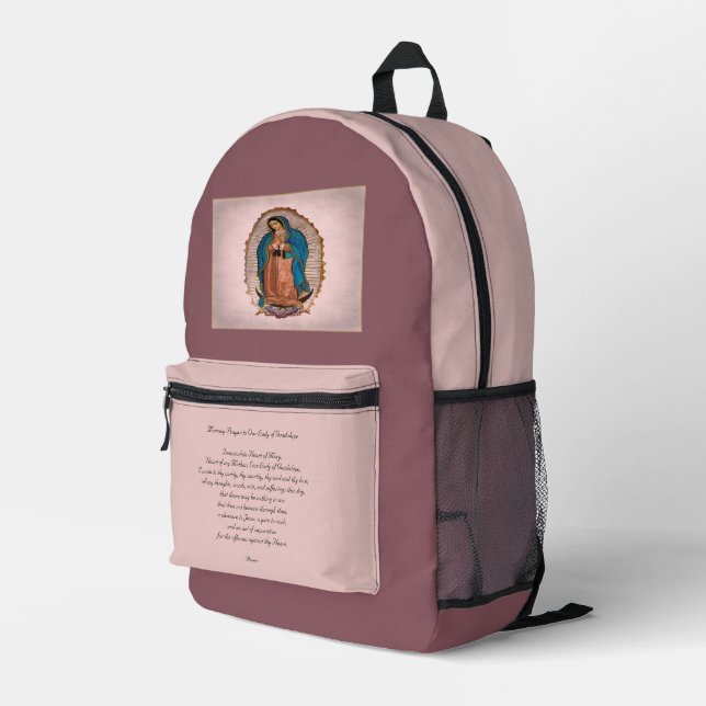 Our Lady of Guadalupe 1531 with Prayer Printed Backpack (Back Corner Right)