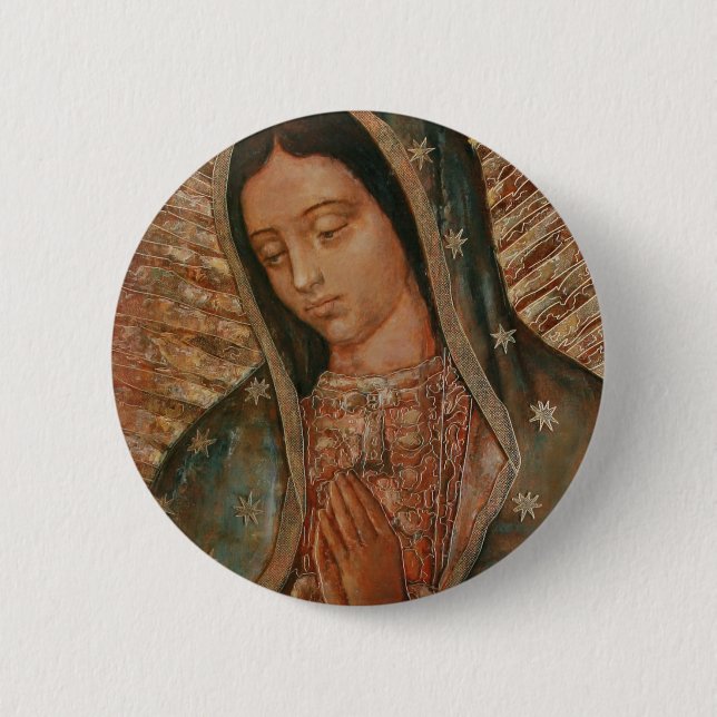 our lady of guadalupe 2 inch round button (Front)