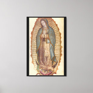 OUR LADY OF GUADALUPE 30x45 NATURAL ON BLACK Canvas Print