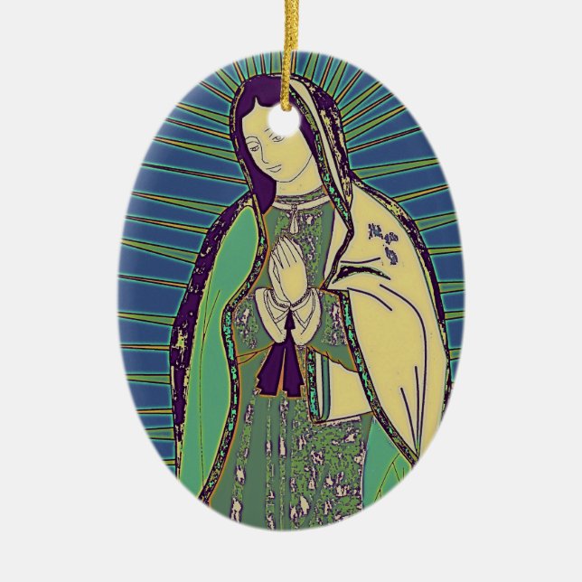 our lady of guadalupe ceramic ornament (Front)