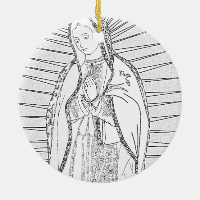 our lady of guadalupe ceramic ornament (Back)