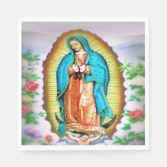 Our Lady of Guadalupe Floral Napkin (Front)