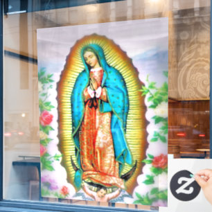 Our Lady of Guadalupe Floral Window Cling