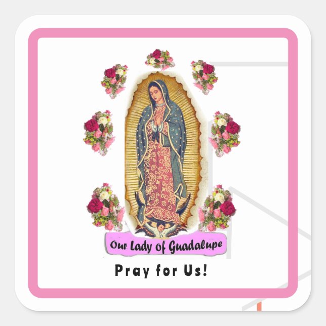Our Lady of Guadalupe Folded Greeting Card Square Sticker (Front)