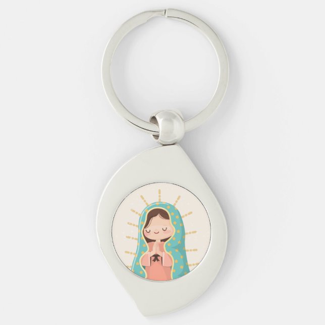 Our Lady of Guadalupe Kawaii Style Keychain (Front)