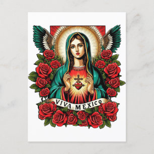 Our Lady of Guadalupe Mother Mary Viva Mexico art Postcard