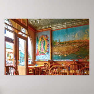 Our Lady of Guadalupe Mural in a Restaurant Poster