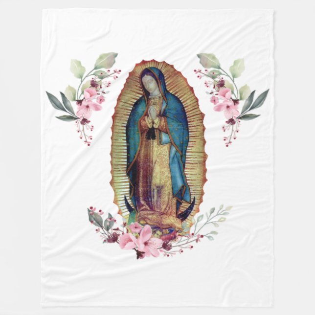 Our Lady of Guadalupe, Nuestra Señora de Guadalupe Fleece Blanket (Front)