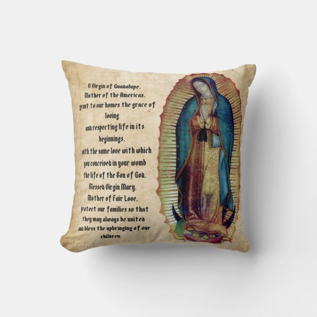 Our Lady of Guadalupe, Nuestra Señora de Guadalupe Throw Pillow (Front)