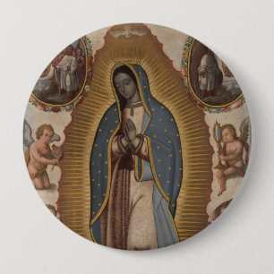 OUR LADY OF GUADALUPE PRAY FOR US 4 INCH ROUND BUTTON