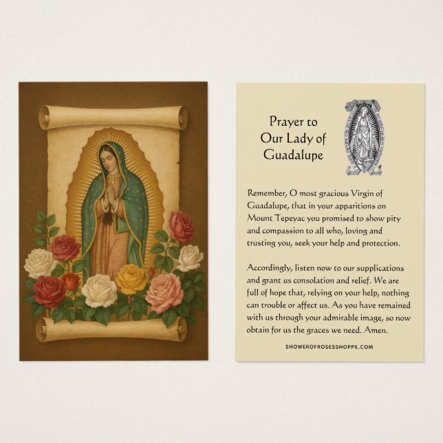 Our Lady of Guadalupe Prayer Holy Card (Devant & derrière)