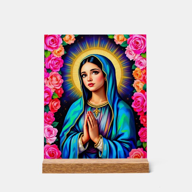 Our Lady of Guadalupe Praying Virgin Mary Cute Acrylic Sign (Front)