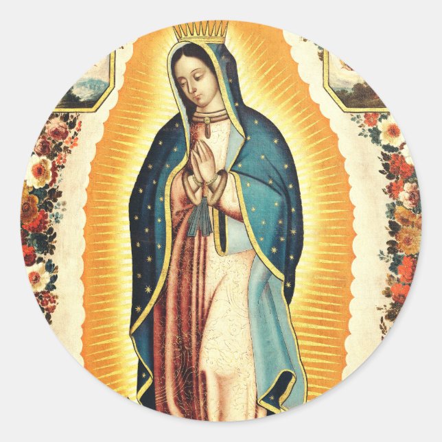 Our Lady Of Guadalupe Radiant Art Classic Round Sticker (Front)